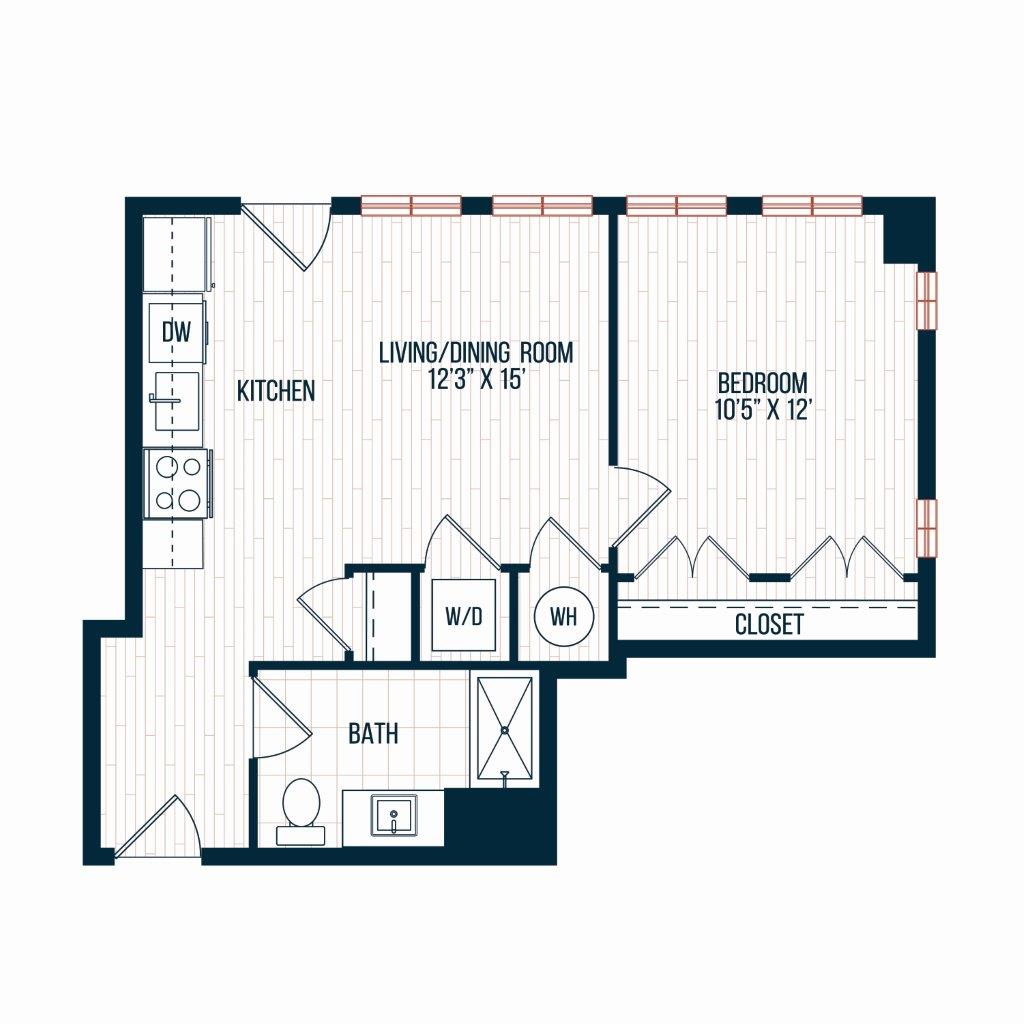 Capitol Rose Luxury Apartments in Washington, DC A20 Floor Plan